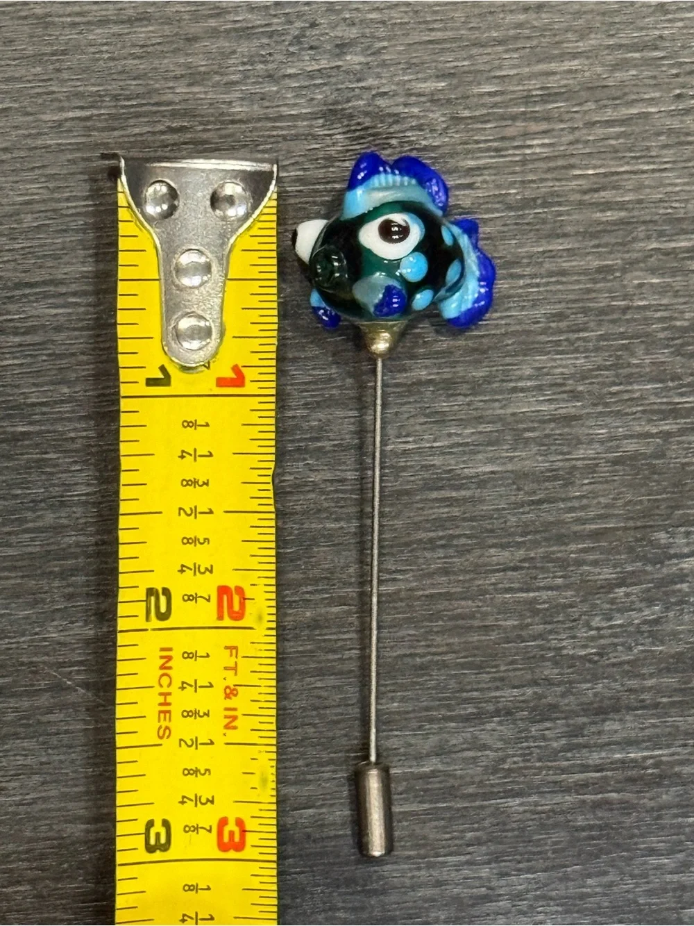 Blue Glass Fish Hat Pin